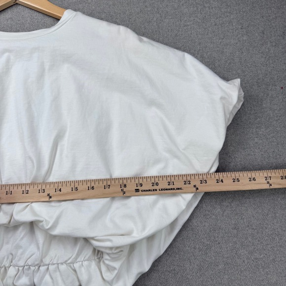 Grey Lab Bubble Hem Crop Top Womens XS White Oversized Dolman Sleeve Cotton - Picture 6 of 8